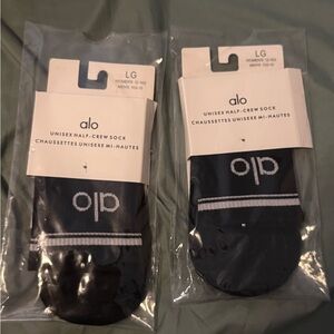 ALO Black 2 Pack Unisex Half-Crew Socks